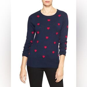 GAP Intarsia Heart Sweater Navy/Red Size XS